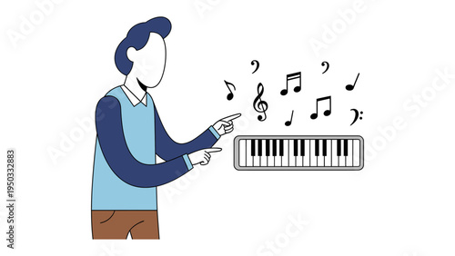 Melody Maker: A musician's touch brings forth musical notes from an instrument, capturing the essence of musical creation and performance.