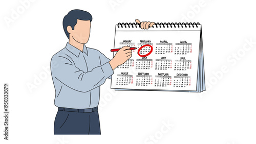 Marking the Date: A man, pen in hand, focuses on a calendar, highlighting a significant date. This image speaks to planning, appointments, and the anticipation of an important day.
