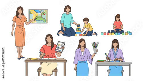 Learning Journey in Education: A scene from multiple children exploring their curiosity and developing knowledge with the teacher