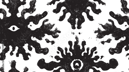 Symmetrical inkblot, seamless pattern vector illustration. Organic repetition of Rorschach test shapes, psychological art vector illustration.