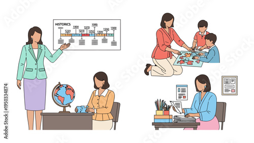 Educator's World: A collection of educational moments featuring a dedicated educator. Engaging young minds through interactive teaching, fostering a love for knowledge, and shaping the future.