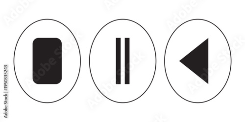  Play and pause buttons - vector icon illustration design. Video Audio Player. Player Button set icon symbol – vector. Play and pause vector button black icons isolated on transparent . EPS 10 .