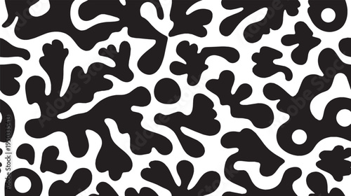 Symmetrical inkblot, seamless pattern vector illustration. Organic repetition of Rorschach test shapes, psychological art vector illustration.