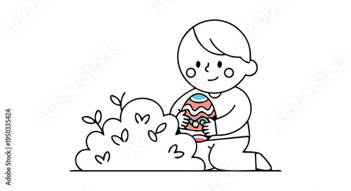 Easter egg hunt for kids a child finds a colorful egg hidden in a bush