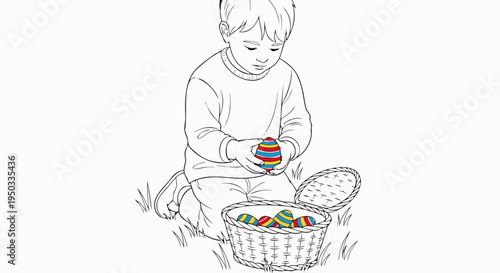 A child's Easter egg hunt A joyous celebration for kids with colorful painted eggs in a basket