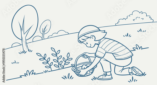 A fun Easter egg hunt for kids in a scenic outdoor setting, perfect for spring illustrations