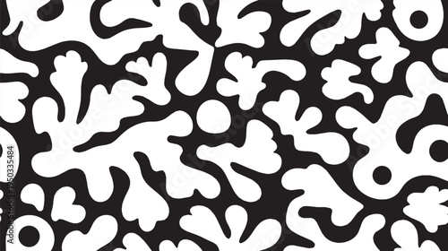 Symmetrical inkblot, seamless pattern vector illustration. Organic repetition of Rorschach test shapes, psychological art vector illustration.