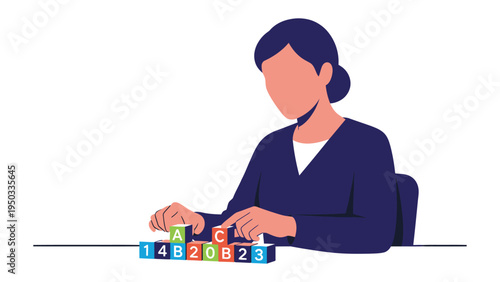 Learning with Blocks: A person is engrossed in constructing with colorful blocks, focused on an educational activity.