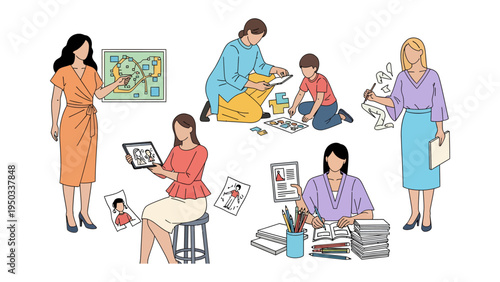 Women Engaging in Various Creative Activities: Depicting a collage of women involved in a multitude of creative pursuits, this image shows the diverse ways in which inspiration takes form.