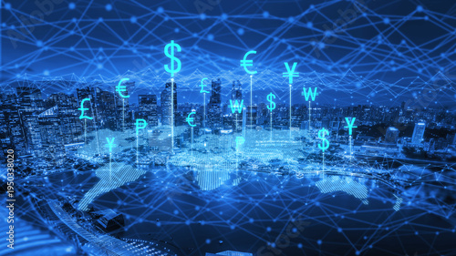 Fotografi Fintech powers global currency exchange with secure digital conversion, modern platforms, and next-gen money transfer technologies