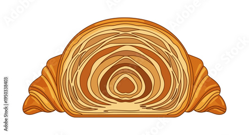 Cross-section of a Flaky Croissant, Layers of Golden Dough, Bakery Pastry
