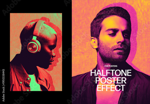Grunge Halftone Poster Effect Mockup