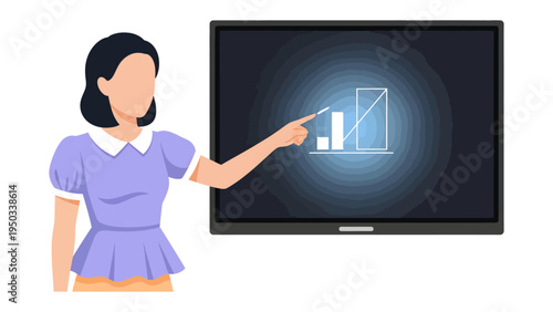 The Art of Presentation: A skilled presenter uses an interactive display to explain data and drive comprehension, creating a vivid experience.