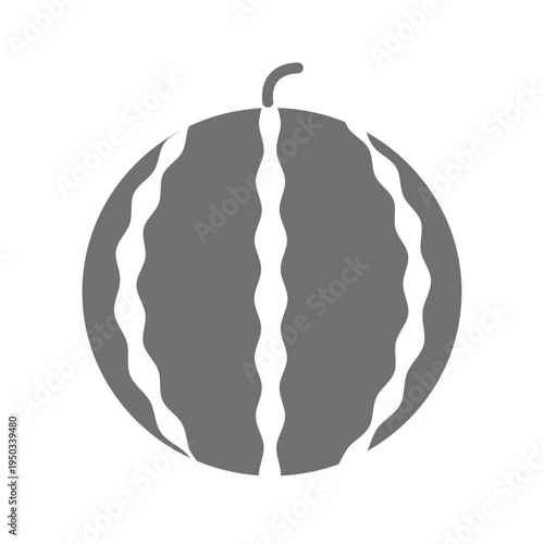 スイカのシンプルな白黒アイコン フラットな果物イラスト