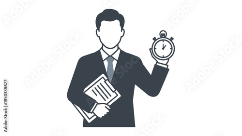 Timely Strategy: A sharply dressed figure, a symbol of efficiency and precision in a high-stakes setting, carefully manages time.