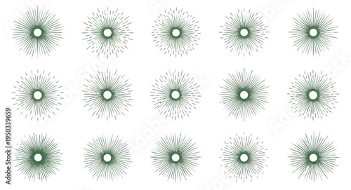 Abstract geometric starburst patterns on black background