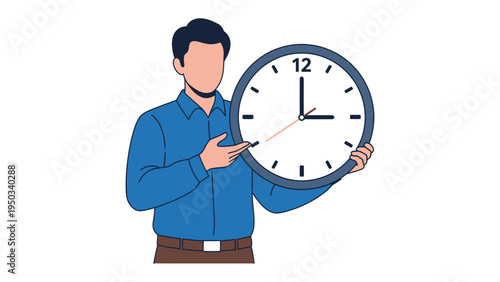 Time Management Precision: A well-dressed individual meticulously presents a clock, symbolizing the significance of time in daily life.