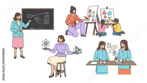 Education and Mentorship: Depicting various scenes of educators guiding students, fostering a learning environment.