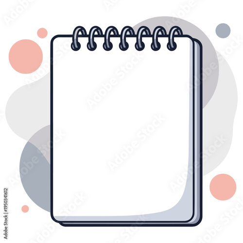 Spiral notebook blank page displayed on abstract background. non editable strokes