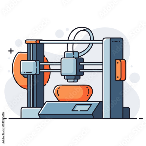 Desktop three dimensional printer producing object in studio. non editable strokes