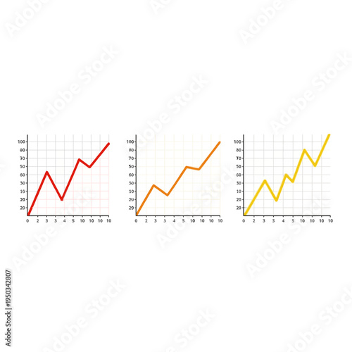 Three Line Graphs Showing Upward Trends and Fluctuations