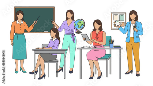 Education Professionals at Work: A group of dedicated educators is captured in the dynamic teaching environment. They exemplify commitment to learning and imparting knowledge.