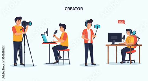 Content Creator Studio: Video, Podcast, Vlogging, Streaming - Diverse Creator Setup