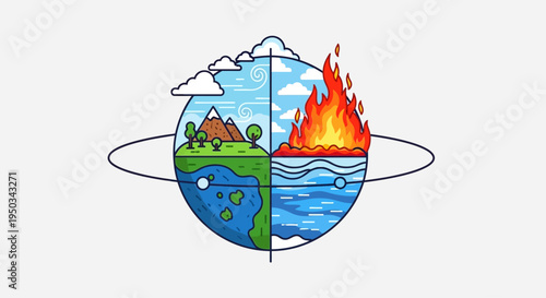 Four Elements Earth, Air, Fire, Water Symbolizing Nature's Balance and Harmony