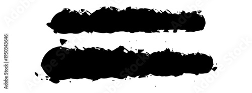 Pair of Thick Black Acrylic Paint Sweeps Featuring Realistic Gritty Texture for Creative Art Layouts.