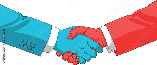 Two business people shaking hands on transparent background