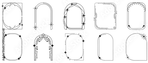 Set of 10 Black and White Arch Frames