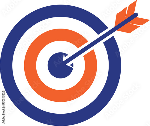 An arrow hitting a bullseye target on transparent background