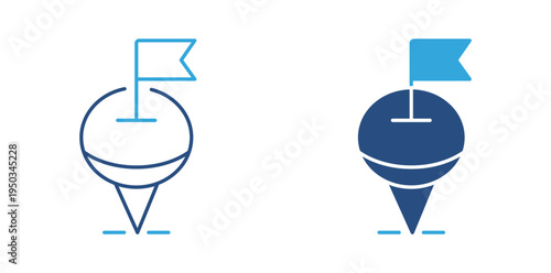 Location pin flag icon set. Map marker with flag icon, destination and navigation concept. Vector illustration.