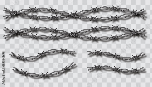 Barbed Wire Fence Elements Set
