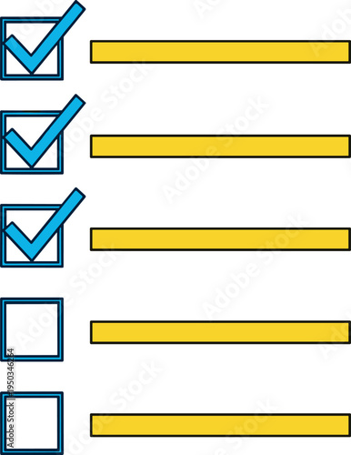 An illustration of a checklist with three checked boxes on transparent background