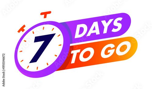 Countdown 7 days to go clock badge for sale, social media post, promotion, promo offer
