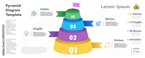 Infographic pyramid diagram 3d isometric 3 level, parts or options for presentation, workflow progress, processing, apps, webdesign, timelines, marketing, banner
