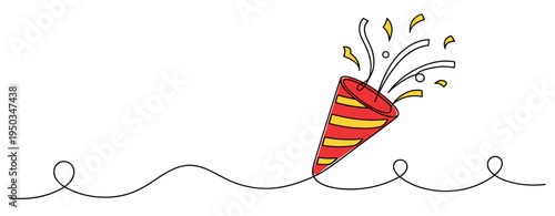 Party popper exploding confetti on simple white background. no editable strokes