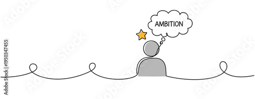 Person thinking about ambition with star idea bubble on white background. no editable strokes