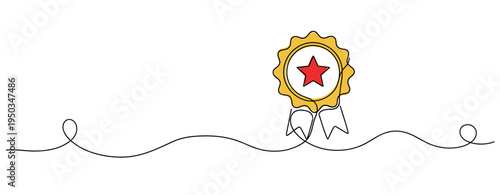 Award ribbon featuring star emblem on white background. no editable strokes