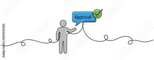 Figure giving approval with speech bubble on white background. no editable strokes