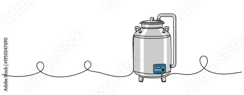 Industrial milk canister with control panel on white background. no editable strokes