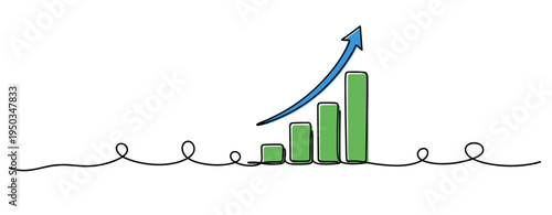 Bar chart showing upward growth on white background. no editable strokes