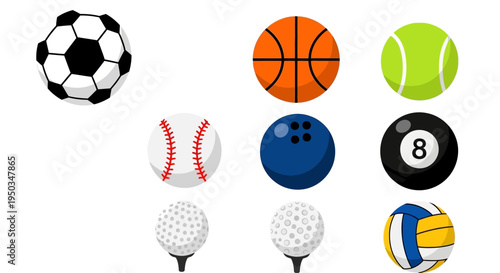 Collection of Diverse Sports Balls on White Background