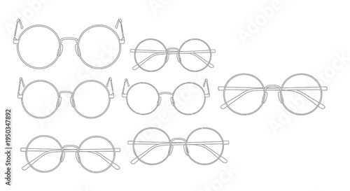 Collection of Vintage Round Eyeglasses Designs, Fashionable Optical Frames