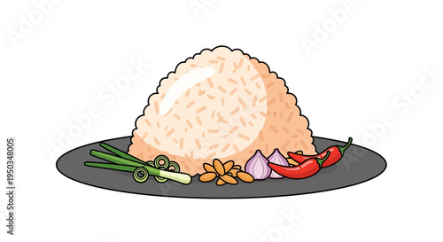 Delicious Fried Rice with Fresh Ingredients on a Plate - Asian Cuisine