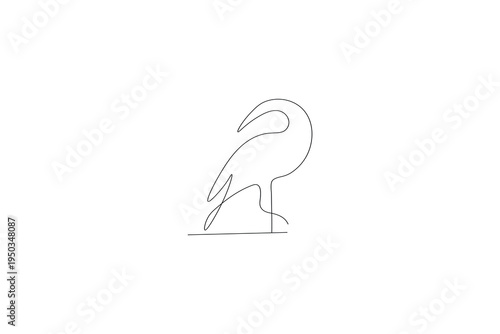Egret bird continuous single line drawing minimalist outline vector art
