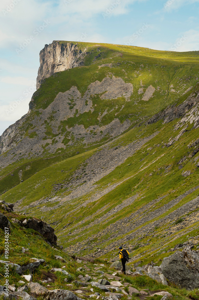 Fototapeta premium Ryten Mountain,Lofoten Islands Norway, sunny summer day.