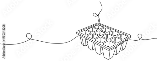 Ice cube tray placed idle on white continuous line background. no editable strokes