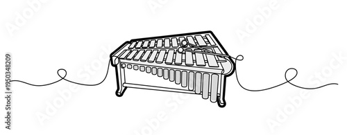 Xylophone resting with mallet on simple white background. no editable strokes
